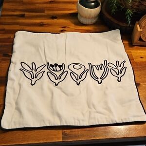 Ikea 20x20 Embroidered Floral White Cotton Throw Pillow Cover